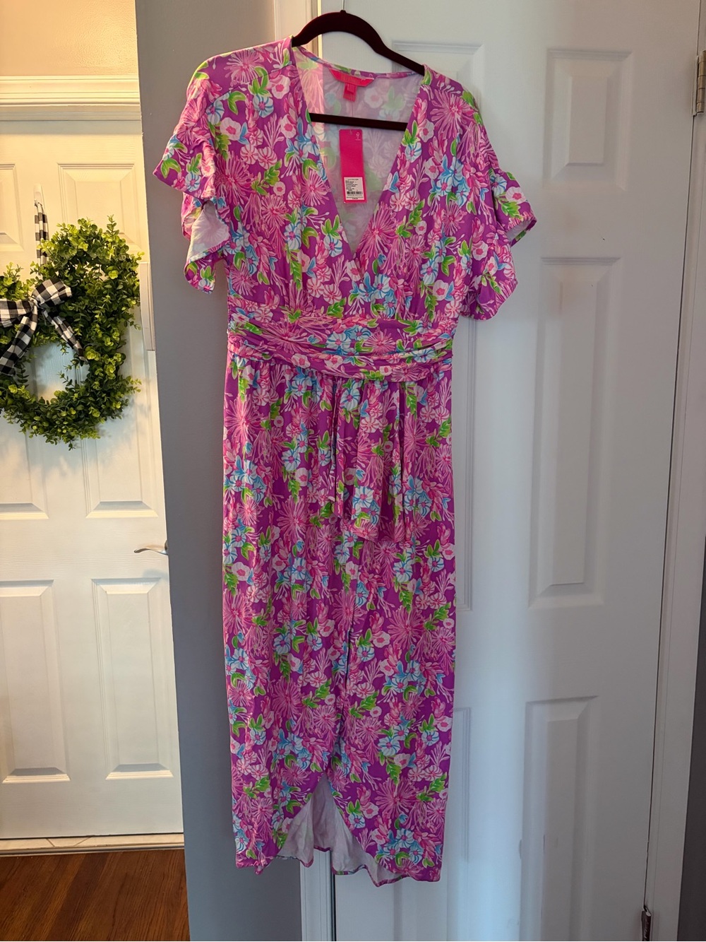 Lily Pulitzer aPink Floral Wrap Midi Dress